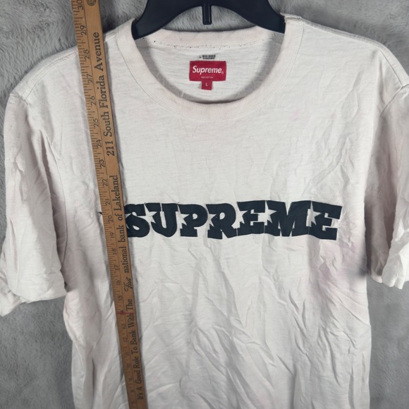 Supreme Star Applique Logo T-Shirt Mens Large White Black Y2K Streetwear Tee - Picture 6 of 8
